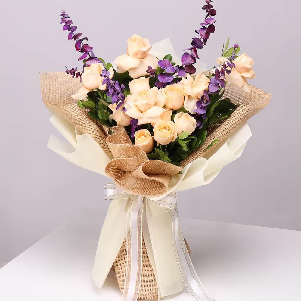 Peach rose bouquet